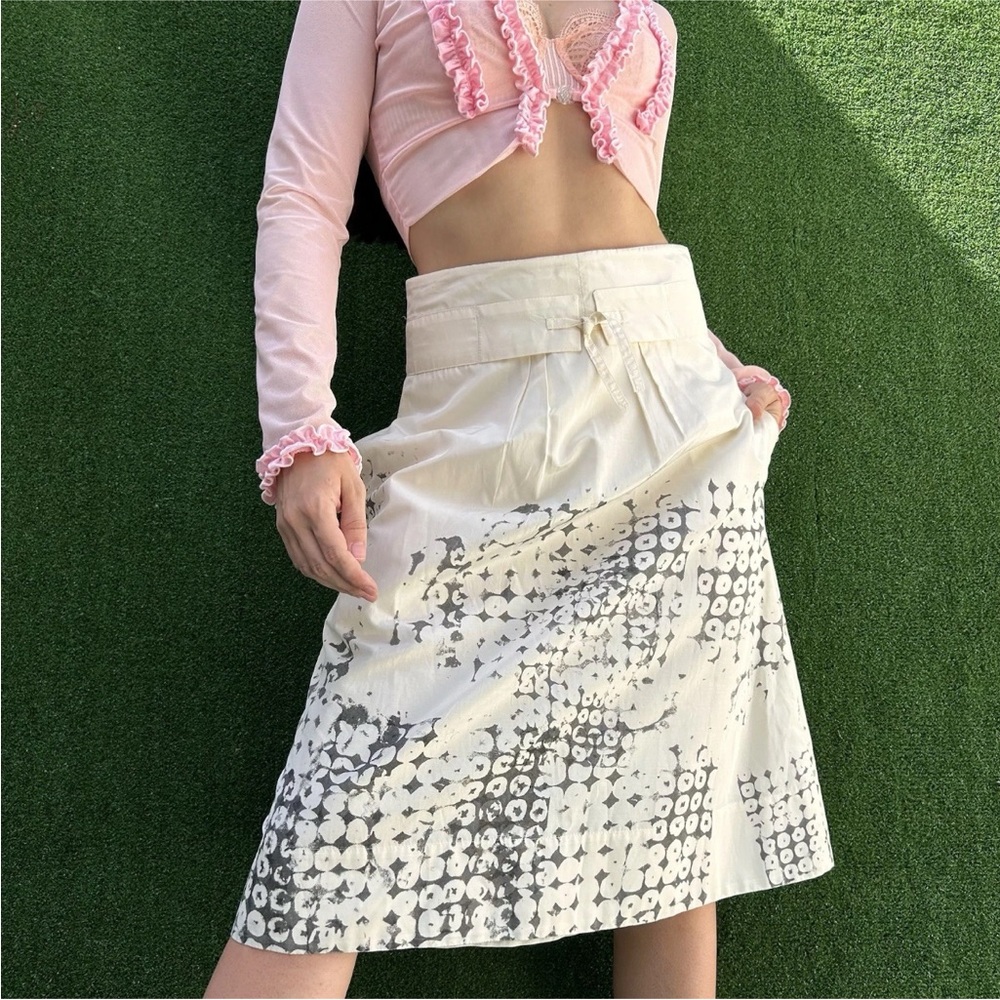 Jil Sander Euro Printed Silk Cotton Plare Knee-Length Skirt Italy Size 36